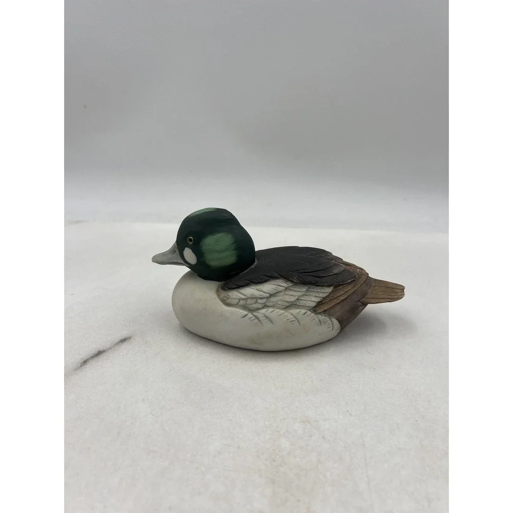 Hand Painted Resin Goldeneye Duck Decoy Figurine Carved Look Home Decor Shelf